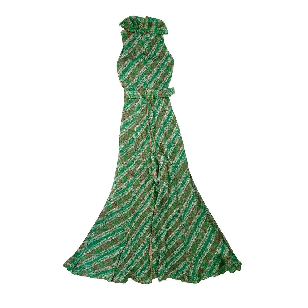 Vintage Lillie Rubin Green Plaid Wide Leg Jumpsuit & Jacket Belted 70s Glam - Picture 2 of 10